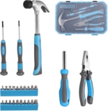 DOMINOX 25 Piece General Household Tool Set with Plastic Storage Toolbox, tool box for Home, Garage, Office