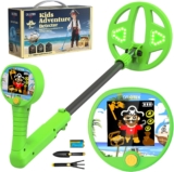 DR.ÖTEK Kids Metal Detector Innovative Color LCD Display, 17cm LED-Lit Coil, Adjustable & Ultra-Lightweight Metal Detector Kids, Child-Safe Rounded Design for Ages 3-12, Green