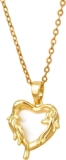 Dainty Gold Heart Necklace for Women, Delicate Heart Pendant with Initial Charm Non Tarnish Long Gold Chain, Elegant Ladies Love Jewelry Gift