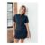 Dark Blue Denim Zip through Mini Polo Dress