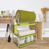 Darphe 3-Tier Green Dish Drying Rack with Cutlery Holder, Space-Saving Kitchen Organizer – Sold & Shipped by Kabinet Limited