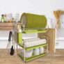 Darphe 3-Tier Green Dish Drying Rack with Cutlery Holder, Space-Saving Kitchen Organizer – Sold & Shipped by Kabinet Limited