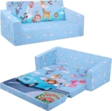 Decalsweet Foldable Kids Sofa,Double Seat 2 in 1 Flip Open Kids Sofa Bed with Pocket,Comfortable Childrens Sofa for Bedroom Nursery Playroom,Gift for Girls Boys-Animal Car