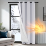 Deconovo Door Curtain Thermal, Eyelet Curtain with Thick Microfiber Liner, Windproof Noise Reducing Silver Grey Panel for Room Window, 52x 90, 1 Panel