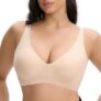 Deep V Bras for Women Jelly Wireless Bra for Women Push Up Plunge Seamless T-Shirt Bralette Supportive No Underwire Bras Full Coverage Bralettes with Extender