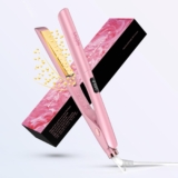 Dekuri 2 in 1 Hair Straightener and Curler, Smooth Titanium Plate,30s Fast Heat Flat Iron, 120-230 LCD Display, Ionic Hair Straighteners for Women(Pink)