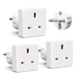 Desiretech – EU Travel Adaptor – 3 Pack – UK 3 Pin to EU 2 Pin Plug – 16A, 250V – Compact & Portable
