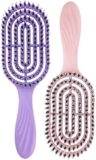 Detangling Boar Bristle Paddle Hairbrush for Women and Kids, Soft Massage Hair Comb, Detangle Hairbrushes for Blow Drying Long Thick Curly Afro Hair, Reducing Hair Breakage and Frizzy (Purple & Pink)