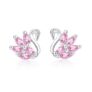 Deyanse Sterling Silver Pink Swan Stud Earrings for Girls, Hypoallergenic