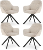 Dining Chairs Set of 4 Polyester Swivel Armchair for Living Room Upholstered Kitchen Chairs, Beige
