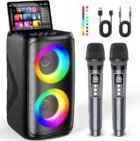 Dislocati Karaoke Machine, Portable Bluetooth Karaoke Machine 2 Microphones for Adults & Kids with Lights, Vocal Removal,PA System Supports USB/TF/AUX for Home Party Outdoor Birthday Gifts