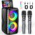 Dislocati Karaoke Machine, Portable Bluetooth Karaoke Machine 2 Microphones for Adults & Kids with Lights, Vocal Removal,PA System Supports USB/TF/AUX for Home Party Outdoor Birthday Gifts