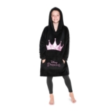 Disney Stitch Fleece Hoodie Blanket for Kids, One Size (Black/Pink)