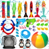 Diving Pool Toys for Kids, 32Pcs Swimming Pool Toys Set, Water Toys for Kids Including Pool Sinkers, Diving Toys, Water Gun and Beach Ball, Summer Diving Games for Kids age 3 4 5 6 7 8 9 10 11 12