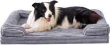 Dog Bed Sofa Orthopedic: Removable Washable Dog Beds Medium – Soft Plush Fabric – Waterproof Dog Pillow and Non-Slip Botto Grey (90 x 60 x 17 cm)