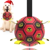 Dog Toys Soccer Ball with Straps, Interactive Dogs Football Toys with Grab Tabs, Durable Dog Water Balls for Small Medium Breed, Indoor & Outdoor (6 Inch)