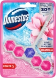 Domestos Power 5 Magnolia Toilet Rim Block toilet freshener with a long-lasting fragrance cleans and freshens for up to 300 flushes 50 g