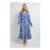 Dorothy Perkins Blue Spot Shirred Waist Long Sleeve Maxi Dress