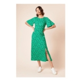 Dorothy Perkins Green Floral Angel Sleeve Jersey Midi Dress