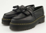Dr Martens – Black Smooth Leather Adrian Quad Style Platform Loafers