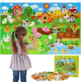 Dr.Rapeti 43×28 inch Felt Story Board Set, Animals Flannel Board, 41Pcs Felt Animals Toys, Preschool Learning Interactive Storytelling Teaching Play Activity Kits