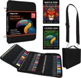 Drawing Pencils in Shoulder Bag, 76 Colored Pencils Drawing Kit, Sketching Set with 3-Color Sketchbook, Coloring Book, Art Supplies for Artists Beginners Professionals Drawing Media