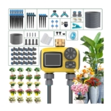 Dual Port Water Timer with LCD Display,Latest Automatic Watering System with 3 Separate Watering Programmes,IP55 Waterproof,3 Types of Drip Tips for Garden/Greenhouse/Lawn
