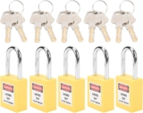 -Duty Yellow Loto Padlock Set 5-Piece Lockout Tagout Kit with 38mm Cylinder Locks, Keyed Alike, for Industrial & Machinery Compliance