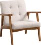 EBELLO Modern Accent Chair, Soild Wood Padding Lounge Armchair, Retro Armchair Wide Backrest, Reading Chair for LivingRoom, Bedroom, Balcony, Beige