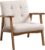 EBELLO Modern Accent Chair, Soild Wood Padding Lounge Armchair, Retro Armchair Wide Backrest, Reading Chair for LivingRoom, Bedroom, Balcony, Beige