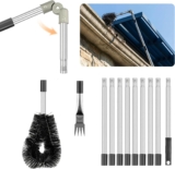 EVERGOODS 4-Meter Gutter Cleaning Tool kit, Including a 12-piece Telescopic roof Gutter Cleaning Pole, Adjustable Angle Pole, Stainless Steel Extension Pole, Gutter rake, for Removing Fallen Leaves