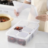 EVERGOODS 7-Pack Snack Boxes with 6 Compartments, Reusable Leakproof Divided Storage for School, Work, Travel, Fruits & Snacks