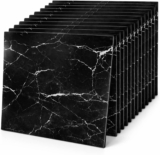 EVERGOODS Self Adhesive Marble Wall Tiles 40 Pack 30x30cm, Peel and Stick PVC Waterproof Wall Panels for Shower, Kitchen Backsplash Stick on Tiles for Bathroom, Living Room (40PCS Black Marble)