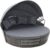 EVRE Bali 3 Piece Modular Round Rattan Wicker Patio Garden Furniture Daybed Sun Lounger Set with Extendable Canopy and Conversation Seat Cushions (Mixed Grey)