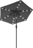 EXCLUSIVESongmics 2.1 m Garden Parasol Umbrella with Solar LED Lights (Grey / Beige) W/Code