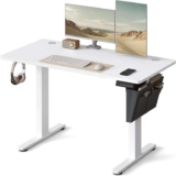 EXCLUSIVEVasagle Electric Height Adjustable 60 x 120 x (72-120) cm Standing Desk with Storage Bag (White / Brown) W/Code