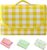 Eastrise 200x200cm Waterproof Picnic Blanket, Machine Washable, Foldable with Integrated Handle for Easy Storage and Portable Travel, Ideal for Camping and Family Outings(Yellow Check)