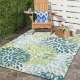 Easy Clean Tropical Palm Leaf Design Outdoor Rug 50x80cm, Green