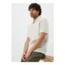 Ecru Diamond Jacquard Zip Polo Shirt