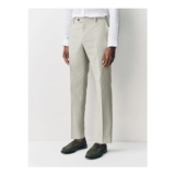 Ecru Tailored Fit Linen Blend Texture Suit Trousers