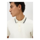 Ecru Tipped Polo Shirt Blue