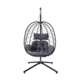 Egg-Shaped Hanging Chair with Soft Cushion & Headrest