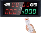 Electronic Scoreboard, Battery Powered LED Digital Scoreboard with Remote Control, 13-digit Basketball Scoreboard with Countdown/up, Score Keeper for Indoor Outdoor Competition