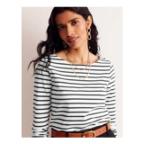 Ella Long Sleeve Breton – Ivory, Black