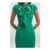 Emerald Stretch Bow Tie Neck Tailored Midi Pencil Dress