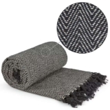 Emma Barclay Herringbone Cotton Throw – Black, 50×60 (127x152cm)