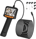 Endoscope Camera with Light, Pancellent 1920P Inspection snake, with HD Color Display Borescope, Waterproof Industrial Borescope with 8 Adjustable LED Lights, 16.5ft Semi-Rigid Cable Sewer Camera