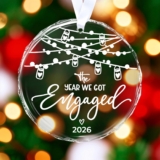 Engagement Gift and Wedding Gifts for Couples, Premium Glass Ornament with Timeless Design, Mr and Mrs Keepsake for Growing Old Together, Decorative Present for Newlyweds