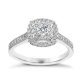 Engagement Ring 9ct White Gold Double Halo 0.50ct Diamond Ring