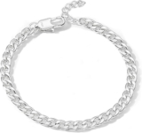 Esrael 925 Solid Sterling Silver/14K Gold Plated 3/5/8mm Width Adjustable 6.5-7.5inch 7.5-8.5inch Cuban Bracelet Chain for Men Women, Sturdy Non-Fading Bracelet Jewellery Gifts